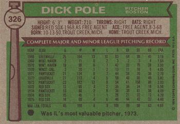 1976 Topps #326 Dick Pole Back