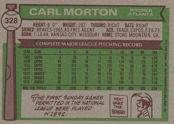 1976 Topps #328 Carl Morton Back