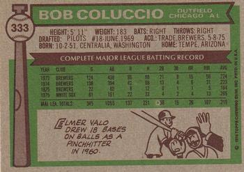 1976 Topps #333 Bob Coluccio Back