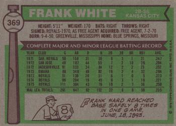1976 Topps #369 Frank White Back