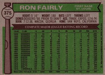 1976 Topps #375 Ron Fairly Back