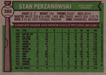 1976 Topps #388 Stan Perzanowski Back