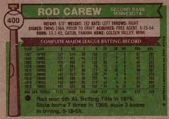 1976 Topps #400 Rod Carew Back