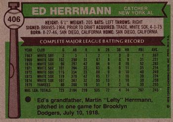 1976 Topps #406 Ed Herrmann Back
