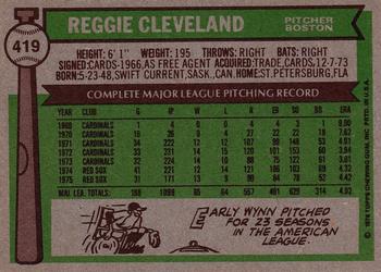 1976 Topps #419 Reggie Cleveland Back