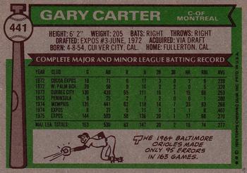 1976 Topps #441 Gary Carter Back