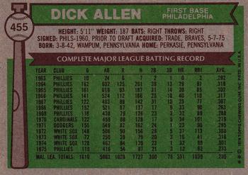 1976 Topps #455 Dick Allen Back