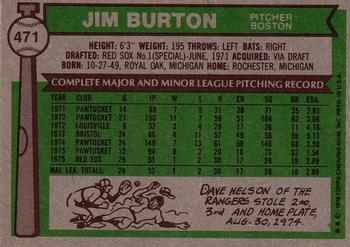 1976 Topps #471 Jim Burton Back
