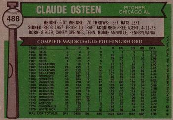 1976 Topps #488 Claude Osteen Back