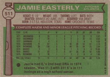 1976 Topps #511 Jamie Easterly Back