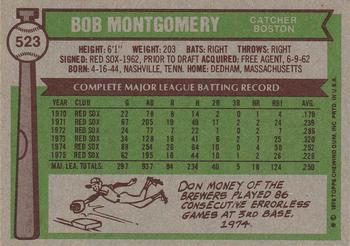 1976 Topps #523 Bob Montgomery Back