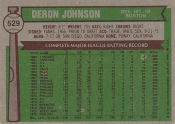 1976 Topps #529 Deron Johnson Back