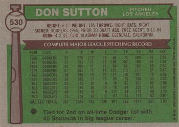 1976 Topps #530 Don Sutton Back