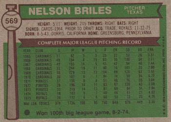 1976 Topps #569 Nelson Briles Back