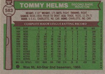 1976 Topps #583 Tommy Helms Back