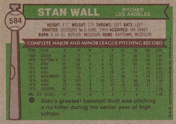 1976 Topps #584 Stan Wall Back