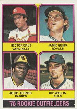 1976 Topps #598 1976 Rookie Outfielders (Hector Cruz / Jamie Quirk / Jerry Turner / Joe Wallis) Front