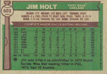 1976 Topps #603 Jim Holt Back