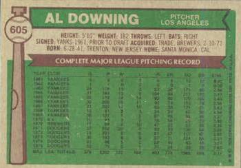 1976 Topps #605 Al Downing Back