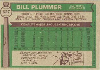 1976 Topps #627 Bill Plummer Back