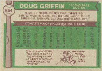 1976 Topps #654 Doug Griffin Back
