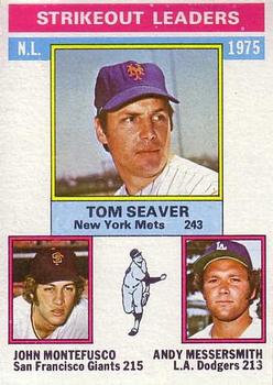 1976 Topps #203 1975 NL Strikeout Leaders (Tom Seaver / John Montefusco / Andy Messersmith) Front
