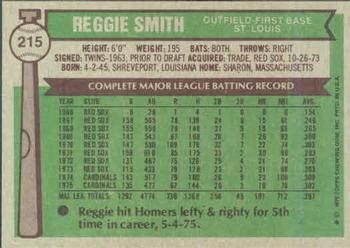 1976 Topps #215 Reggie Smith Back
