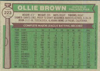1976 Topps #223 Ollie Brown Back