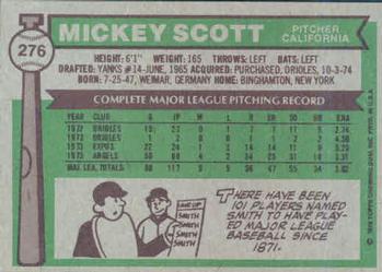 1976 Topps #276 Mickey Scott Back