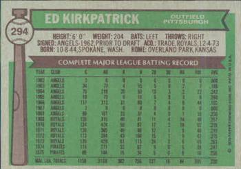 1976 Topps #294 Ed Kirkpatrick Back