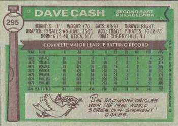 1976 Topps #295 Dave Cash Back