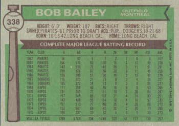 1976 Topps #338 Bob Bailey Back