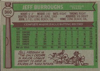 1976 Topps #360 Jeff Burroughs Back