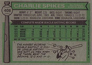 1976 Topps #408 Charlie Spikes Back