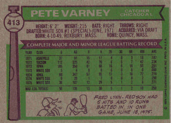 1976 Topps #413 Pete Varney Back
