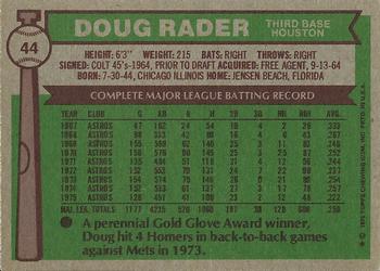 1976 Topps #44 Doug Rader Back
