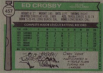 1976 Topps #457 Ed Crosby Back