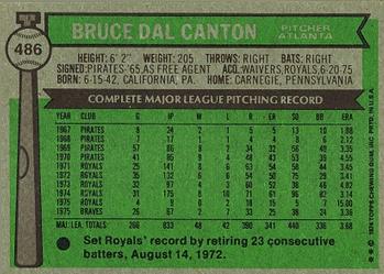 1976 Topps #486 Bruce Dal Canton Back