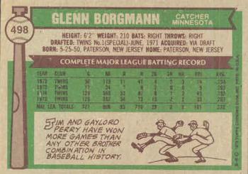 1976 Topps #498 Glenn Borgmann Back