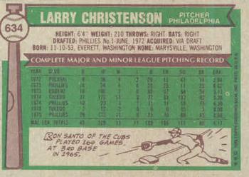 1976 Topps #634 Larry Christenson Back