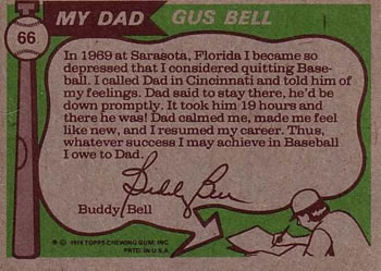 1976 Topps #66 Gus Bell / Buddy Bell Back