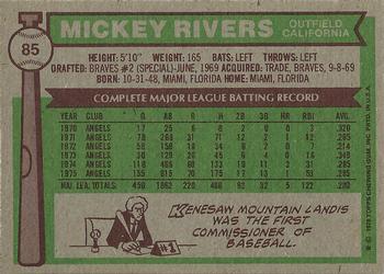 1976 Topps #85 Mickey Rivers Back