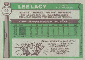 1976 Topps #99 Lee Lacy Back