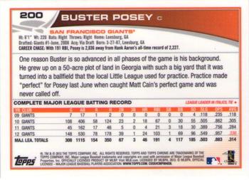 2013 Topps Chrome #200 Buster Posey Back