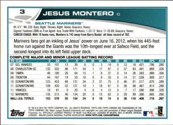2013 Topps Chrome #3 Jesus Montero Back