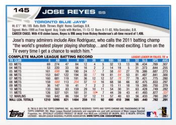 2013 Topps Chrome #145 Jose Reyes Back