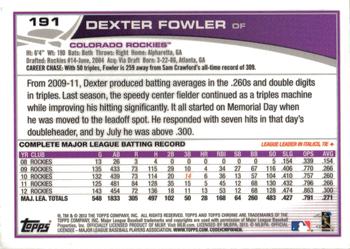 2013 Topps Chrome #191 Dexter Fowler Back