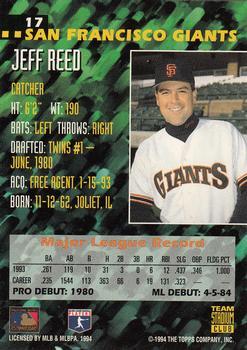 1994 Stadium Club Team - First Day Issue #17 Jeff Reed  Back