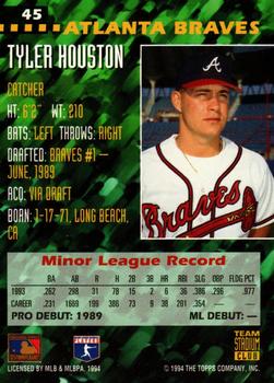 1994 Stadium Club Team - First Day Issue #45 Tyler Houston  Back
