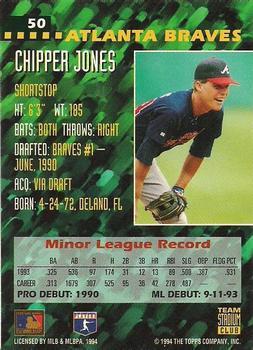 1994 Stadium Club Team - First Day Issue #50 Chipper Jones  Back
